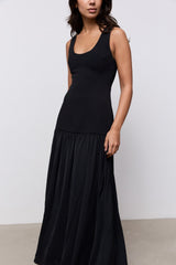 Cotton Mix Dropped Waist Maxi Dress