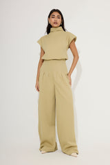 Cotton Mix Cinched Trousers