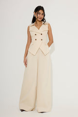 Cotton Mix Wide Leg Trousers
