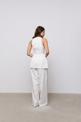 Linen Mix Wide Leg Trousers