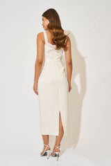 Pearl Trim Midi Dress