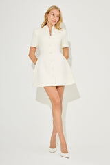 Cotton Mix Button Mini Dress