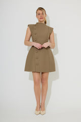 Sleeveless Button Detail Mini Dress