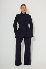 Pinstripe Slim Flare Trousers