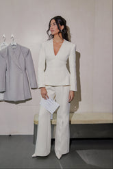 Cotton Mix Structured Trousers