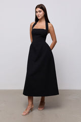Cotton Mix Halter Midi Dress