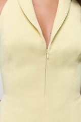 Cotton Mix Zip Collar Mini Dress