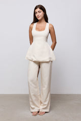 Linen Mix Volume Top