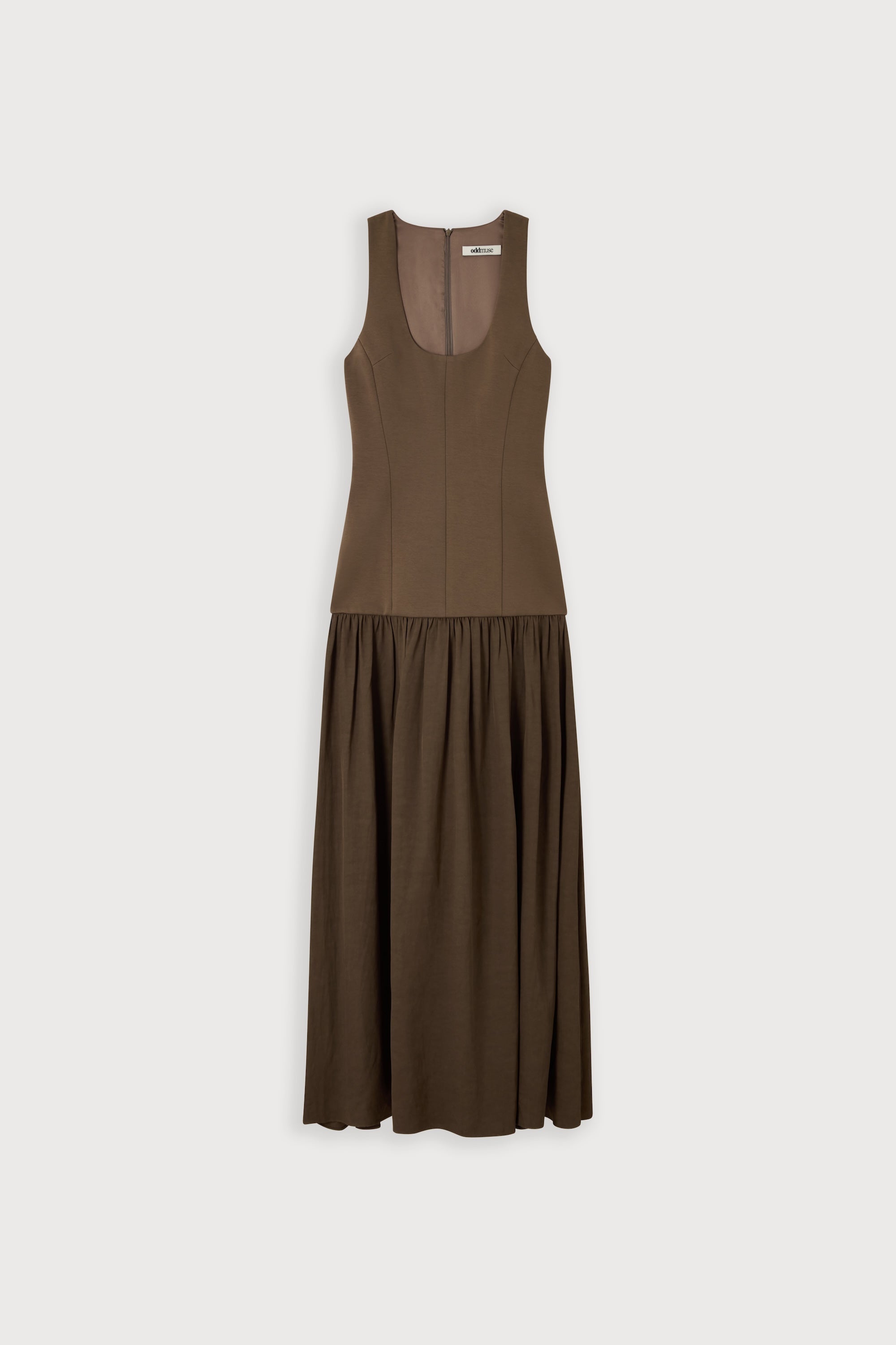 Linen Mix Dropped Waist Maxi Dress