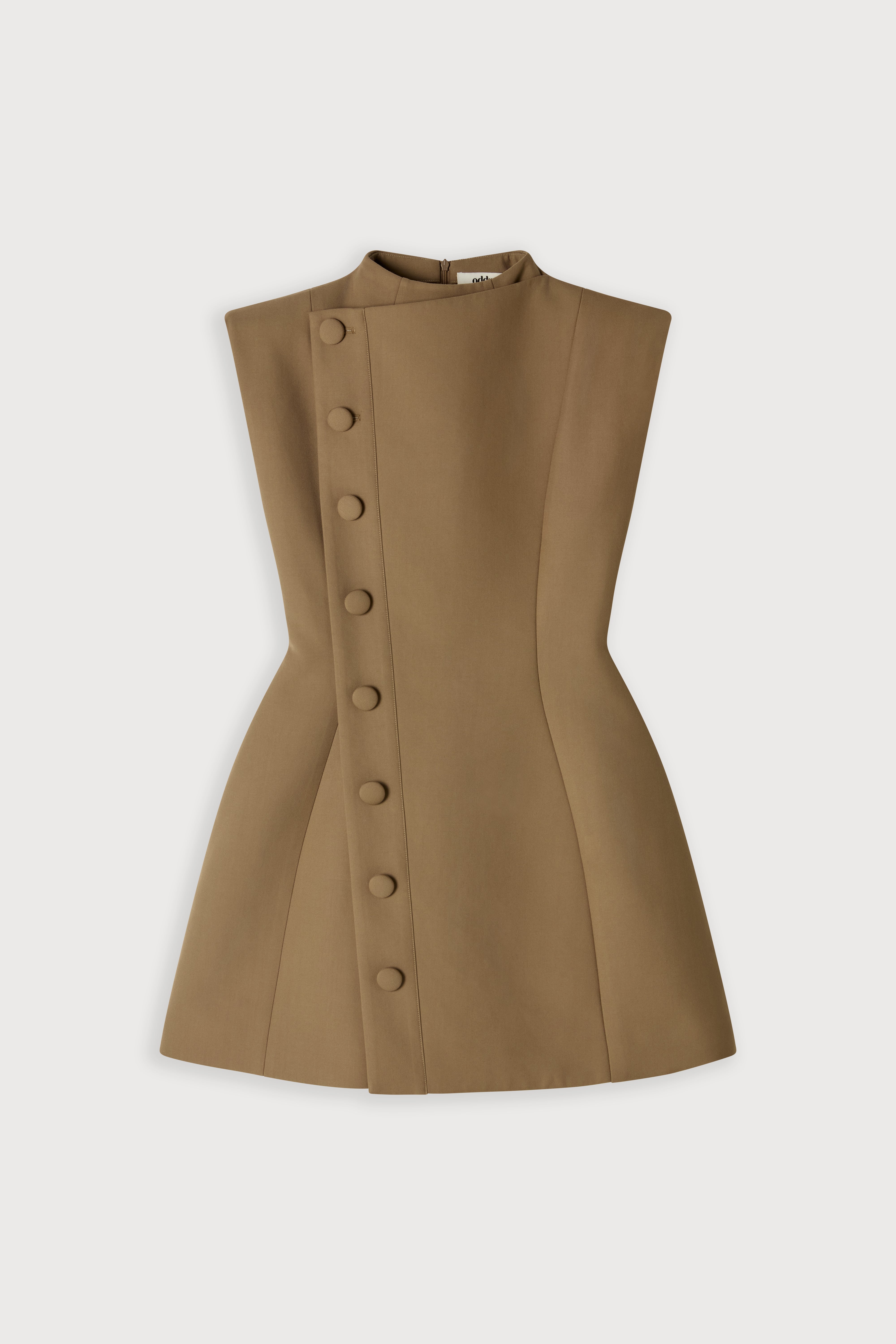 Sleeveless Button Detail Mini Dress