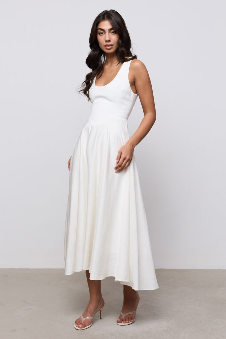 Linen Mix Midi Dress