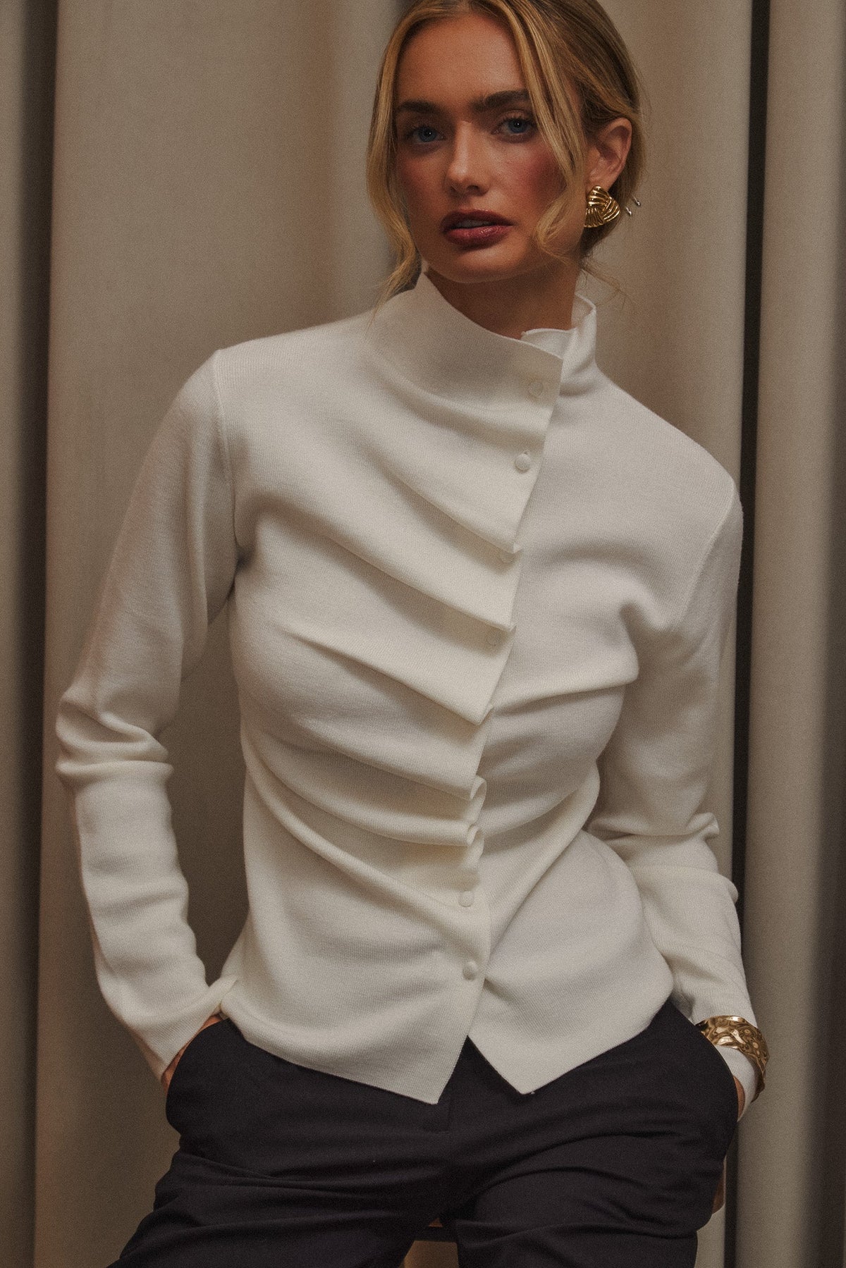 Wool Pleated Top