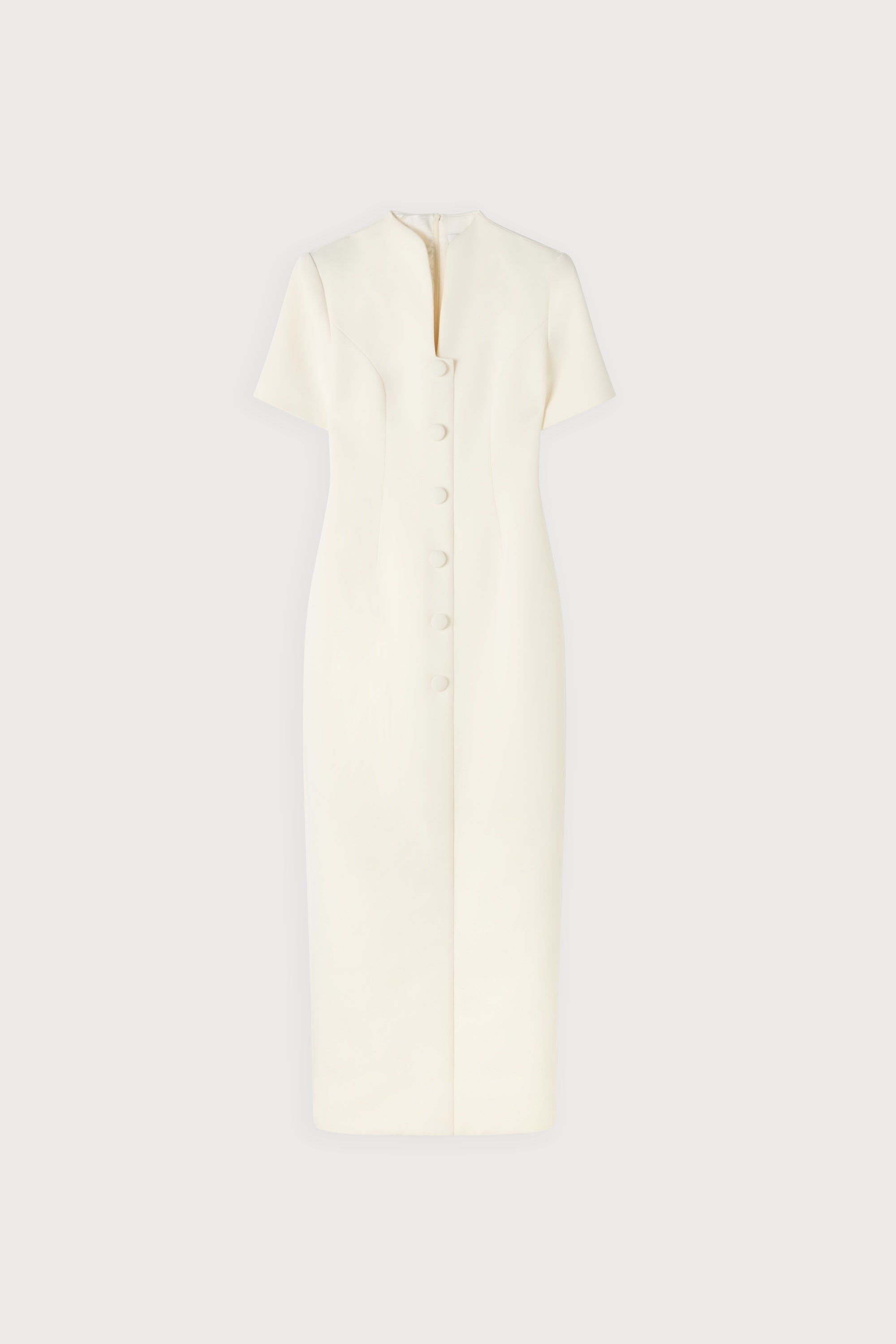 Cotton Mix Button Midi Dress